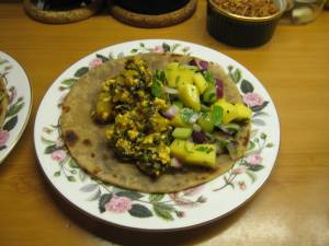Joginder's Pancakes with spicy onion, potato and paneer. Every plate was polished off when I brought them back to the kitchen!