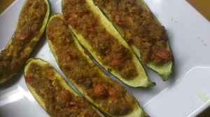Masala stuffed courgettes served as one of the many main courses.....